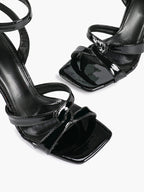 Silver Metallic Cross Strap Ankle Strap Heeled Sandals Stiletto Pumps  Evening Party