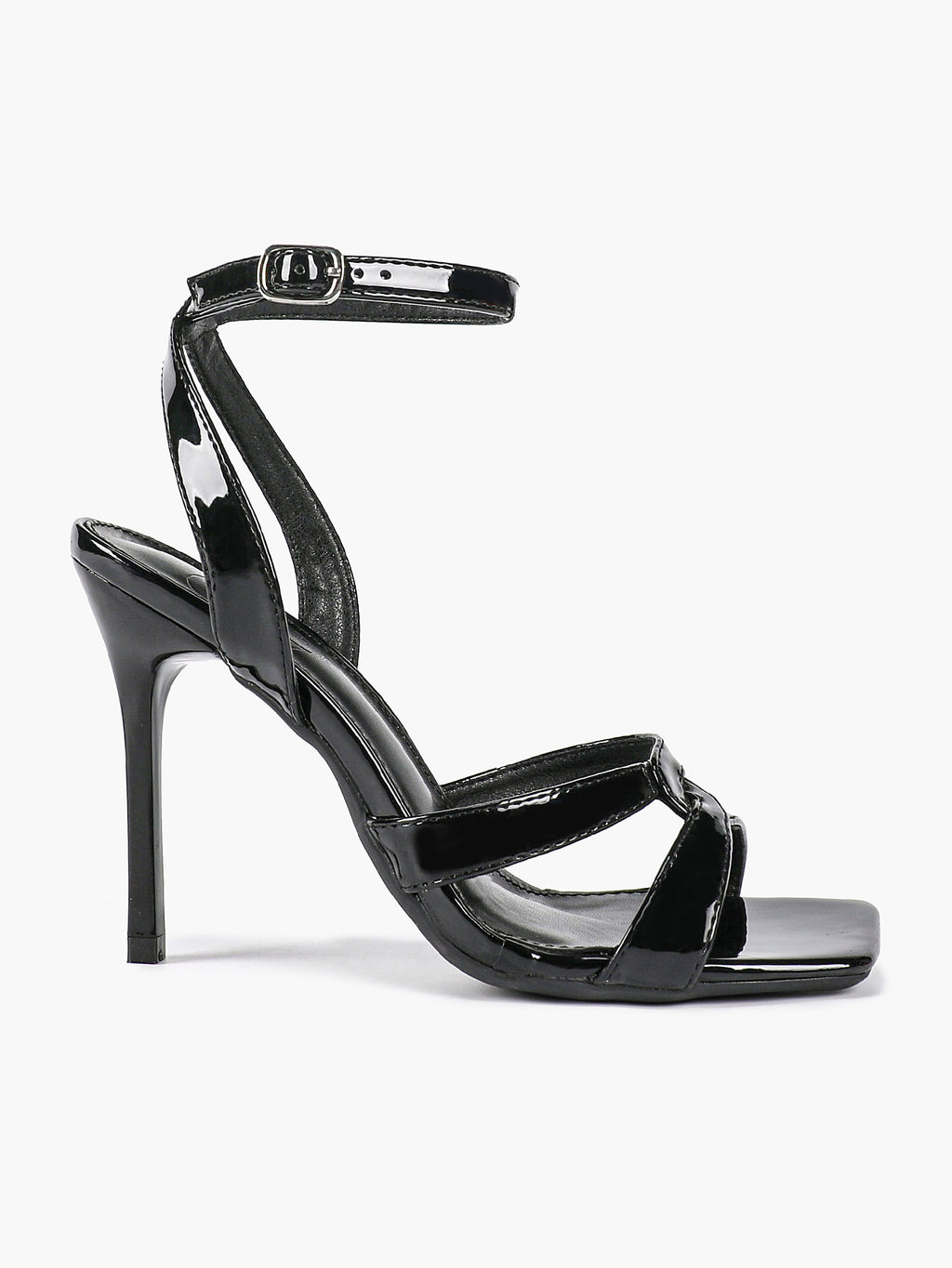 Silver Metallic Cross Strap Ankle Strap Heeled Sandals Stiletto Pumps  Evening Party