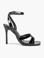 Silver Metallic Cross Strap Ankle Strap Heeled Sandals Stiletto Pumps  Evening Party