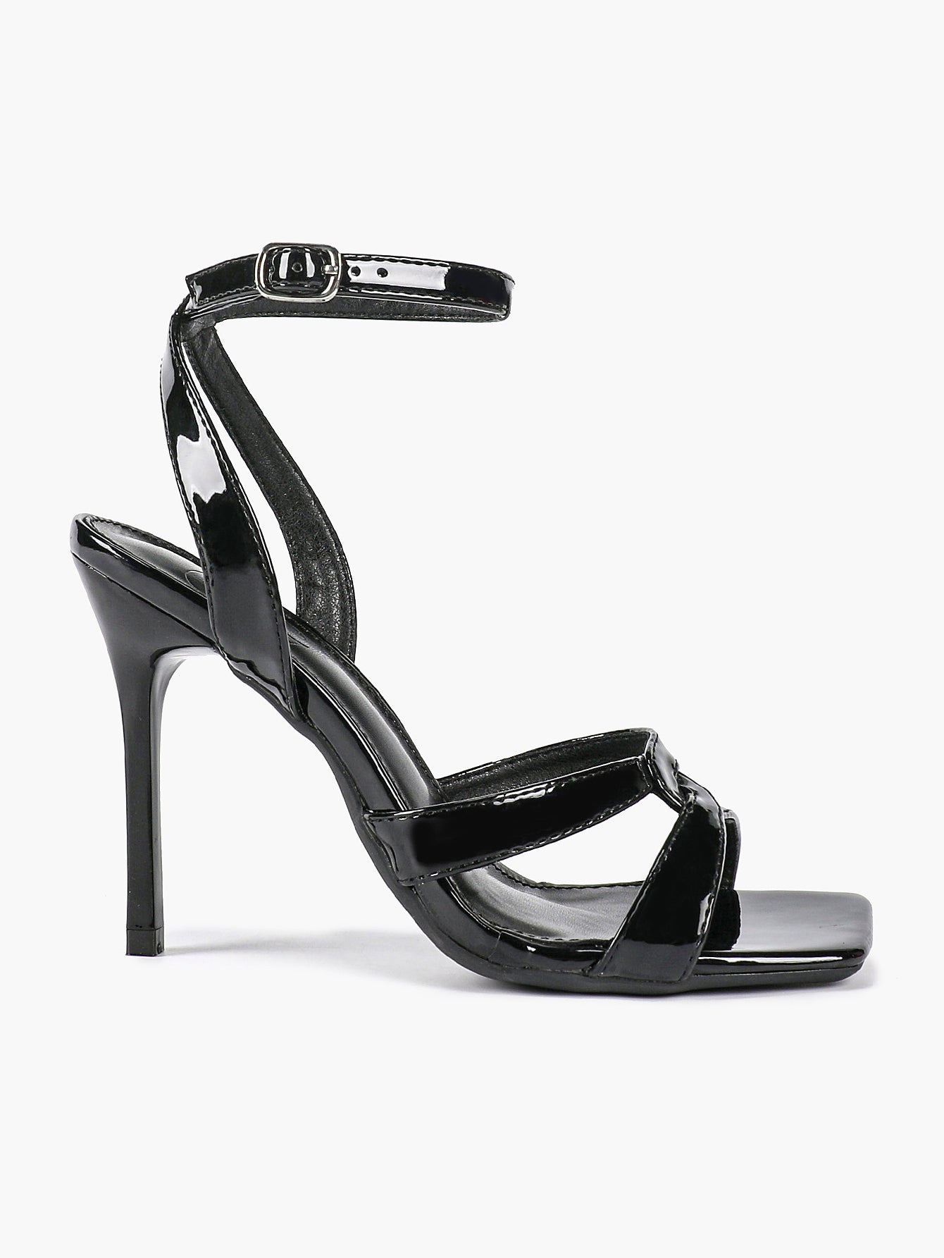 Silver Metallic Cross Strap Ankle Strap Heeled Sandals Stiletto Pumps  Evening Party