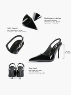 Glossy Patent Slingback Heels | Pointed Toe Formal Heels