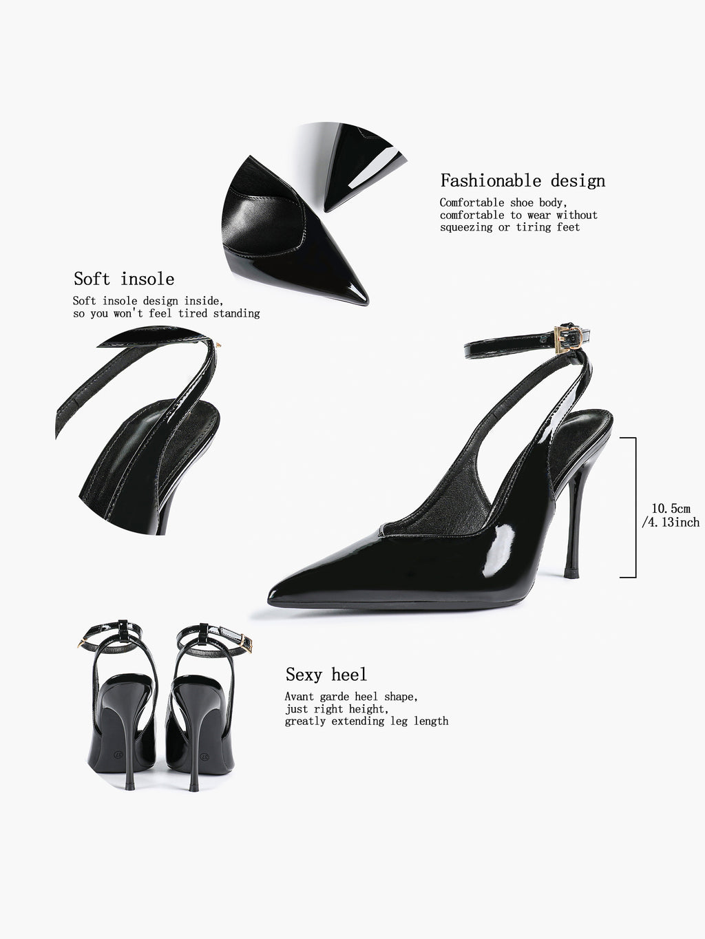 Pointed Toe Ankle Strap Classic Heels – Office Evening Pumps