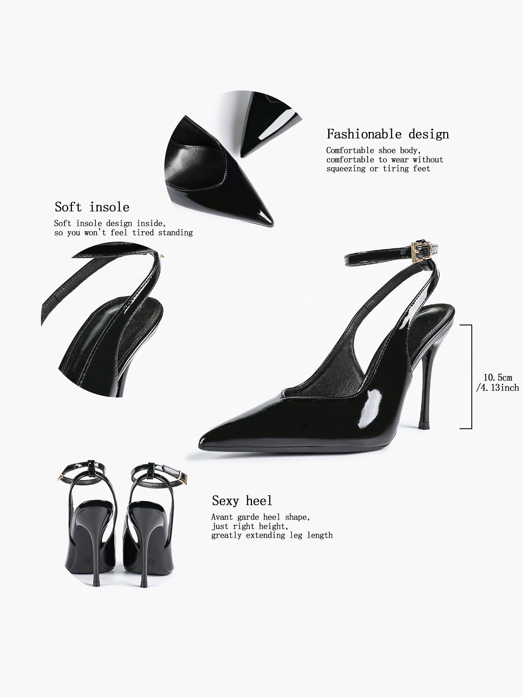 Pointed Toe Ankle Strap Classic Heels – Office Evening Pumps