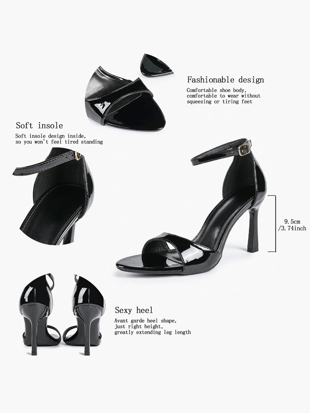 Women's Ankle Strap Heeled Sandals Workwear Office Sandals