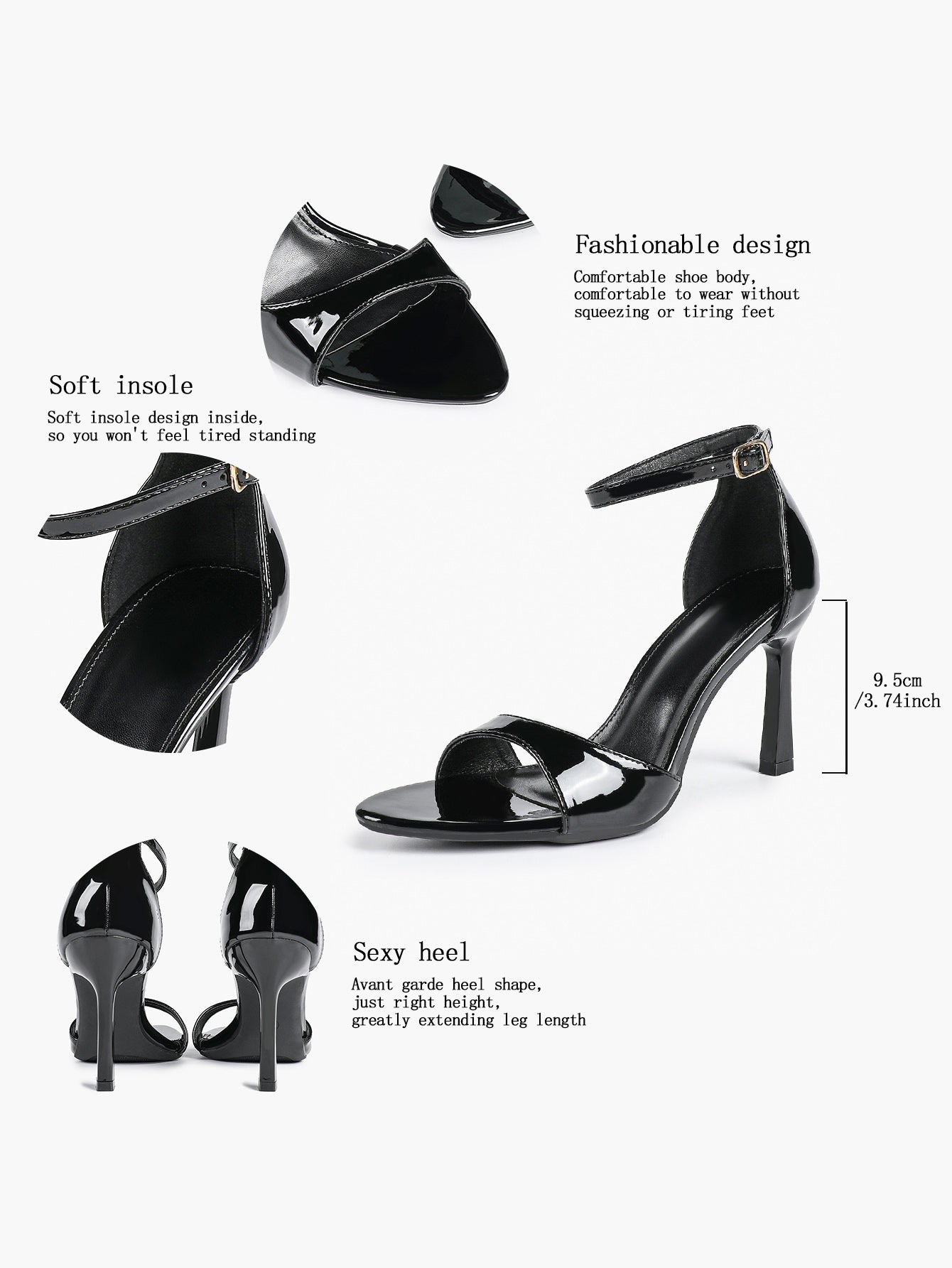Women's Ankle Strap Heeled Sandals Workwear Office Sandals