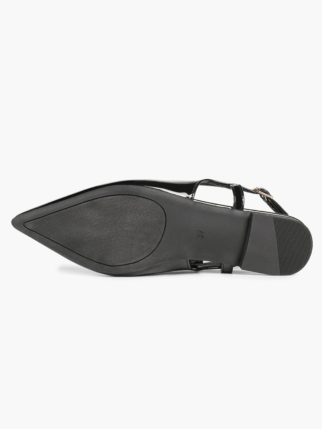 Black Patent Leather Slingback Flats Sleek Pointed Toe Slip On Casual Shoes