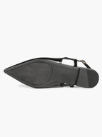 Black Patent Leather Slingback Flats Sleek Pointed Toe Slip On Casual Shoes
