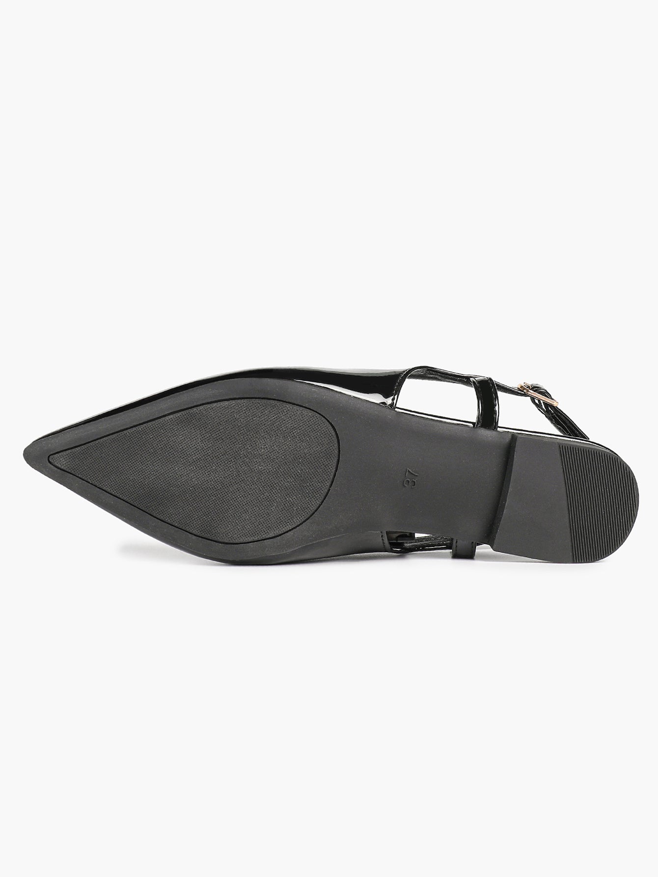 Black Patent Leather Slingback Flats Sleek Pointed Toe Slip On Casual Shoes