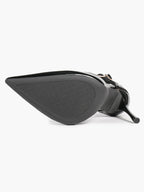 Women's Black Pointed Toe Heeled Pumps Double Ankle Strap Stilettos for Office Evening