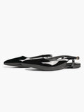Black Patent Leather Slingback Flats Sleek Pointed Toe Slip On Casual Shoes