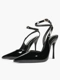 Pointed Toe Slingback Heels Minimalist Ankle Strap Stilettos Office Casual Pumps
