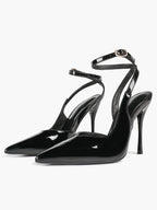 Pointed Toe Slingback Heels Minimalist Ankle Strap Stilettos Office Casual Pumps