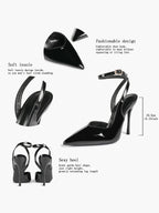 Pointed Toe Slingback Heels Minimalist Ankle Strap Stilettos Office Casual Pumps