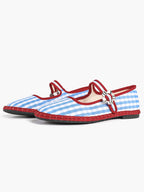 Women's Woven Mary Jane Flats Brown Trim Slip On Shoes Vacation Dailywear Shoes ISHIFIVAN