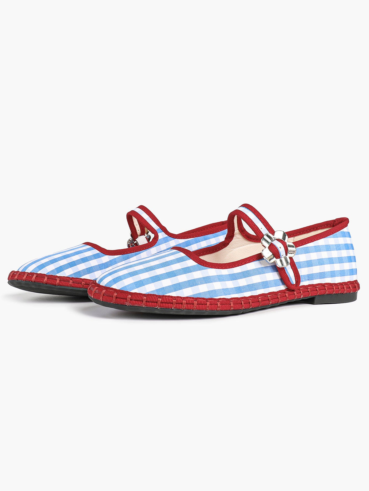 Women's Woven Mary Jane Flats Brown Trim Slip On Shoes Vacation Dailywear Shoes ISHIFIVAN