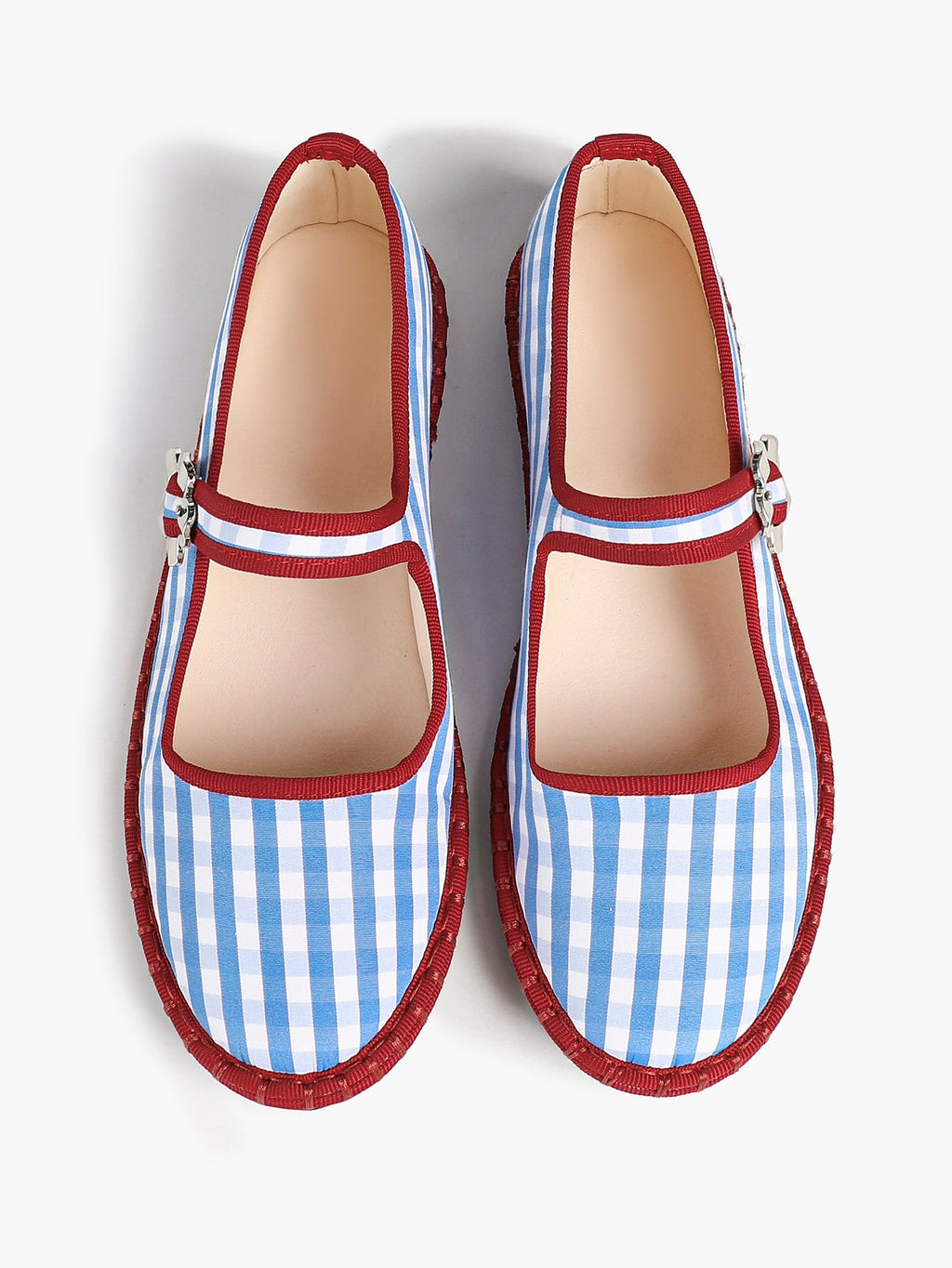 Women's Woven Mary Jane Flats Brown Trim Slip On Shoes Vacation Dailywear Shoes ISHIFIVAN