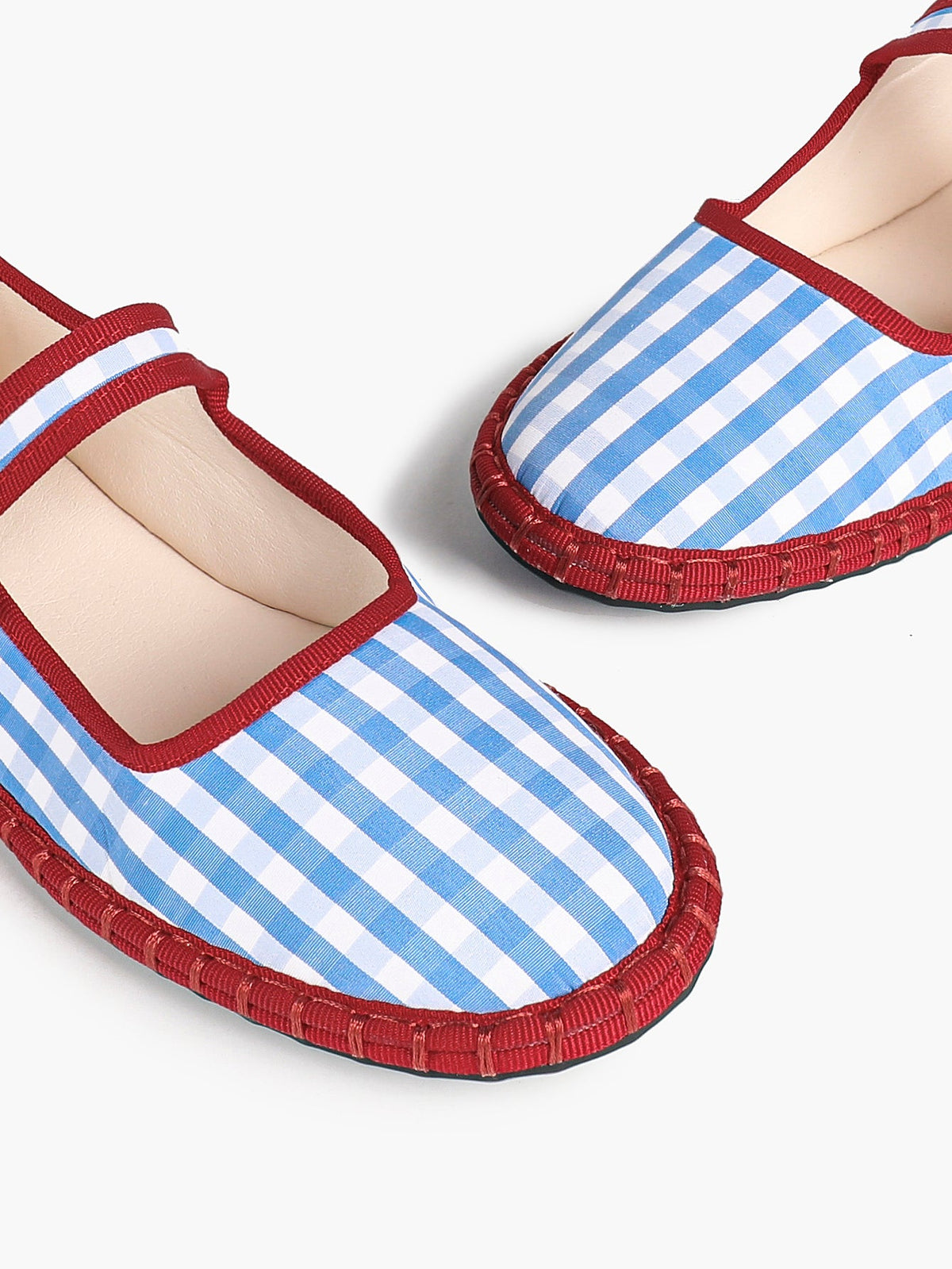 Women's Woven Mary Jane Flats Brown Trim Slip On Shoes Vacation Dailywear Shoes ISHIFIVAN