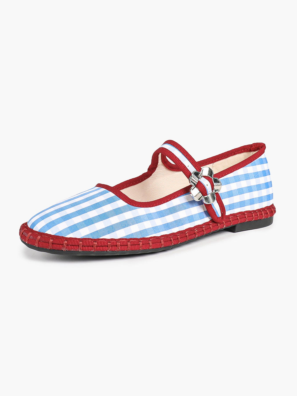 Women's Woven Mary Jane Flats Brown Trim Slip On Shoes Vacation Dailywear Shoes ISHIFIVAN