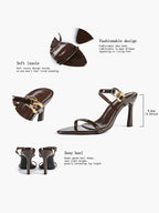 Chain Detail Open Toe High Heel Mules - Daily Party Sandals