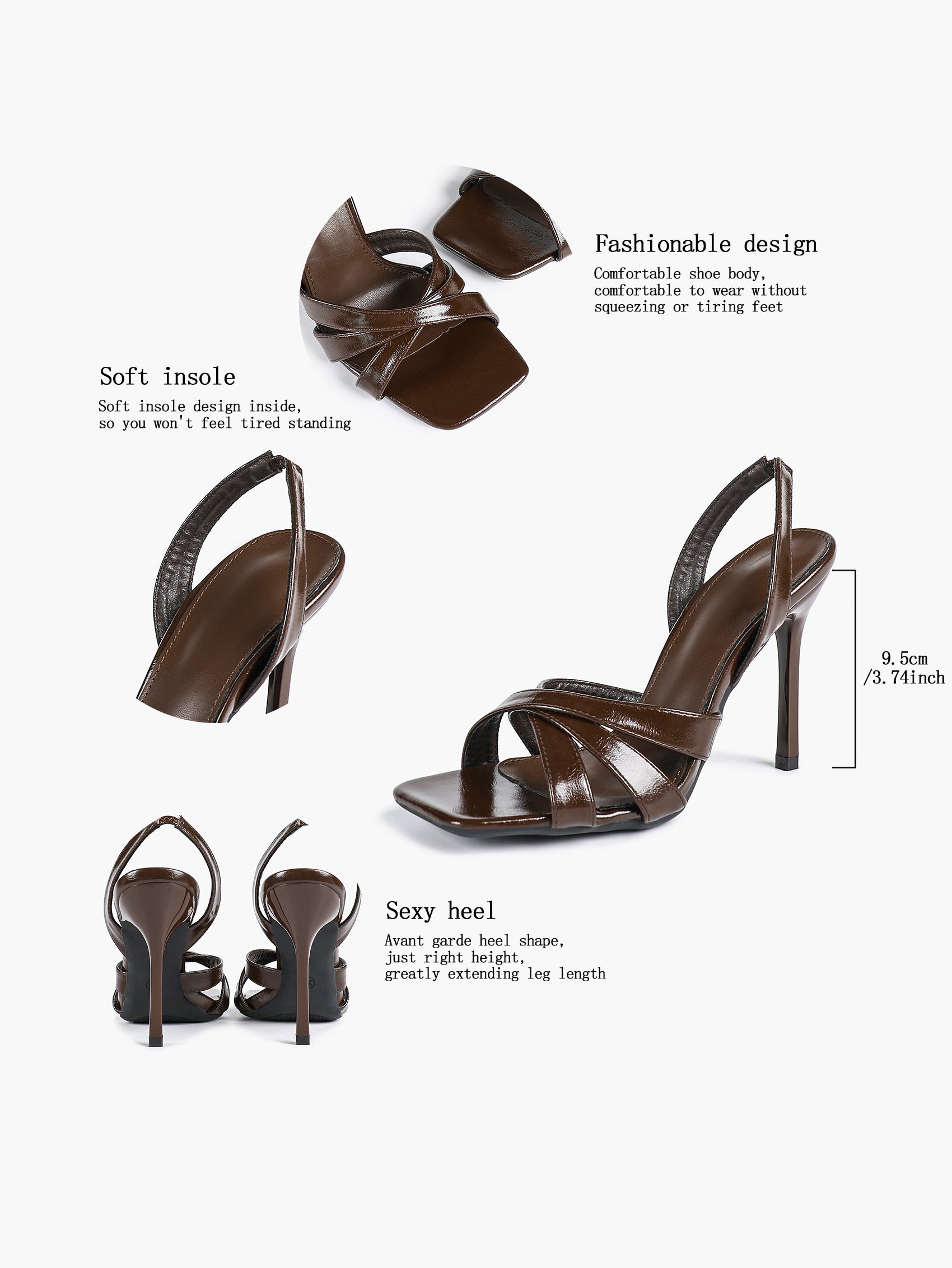 Crisscross Strap Slingback Heeled Sandals Square Toe Stiletto Pumps Wedding Date Night
