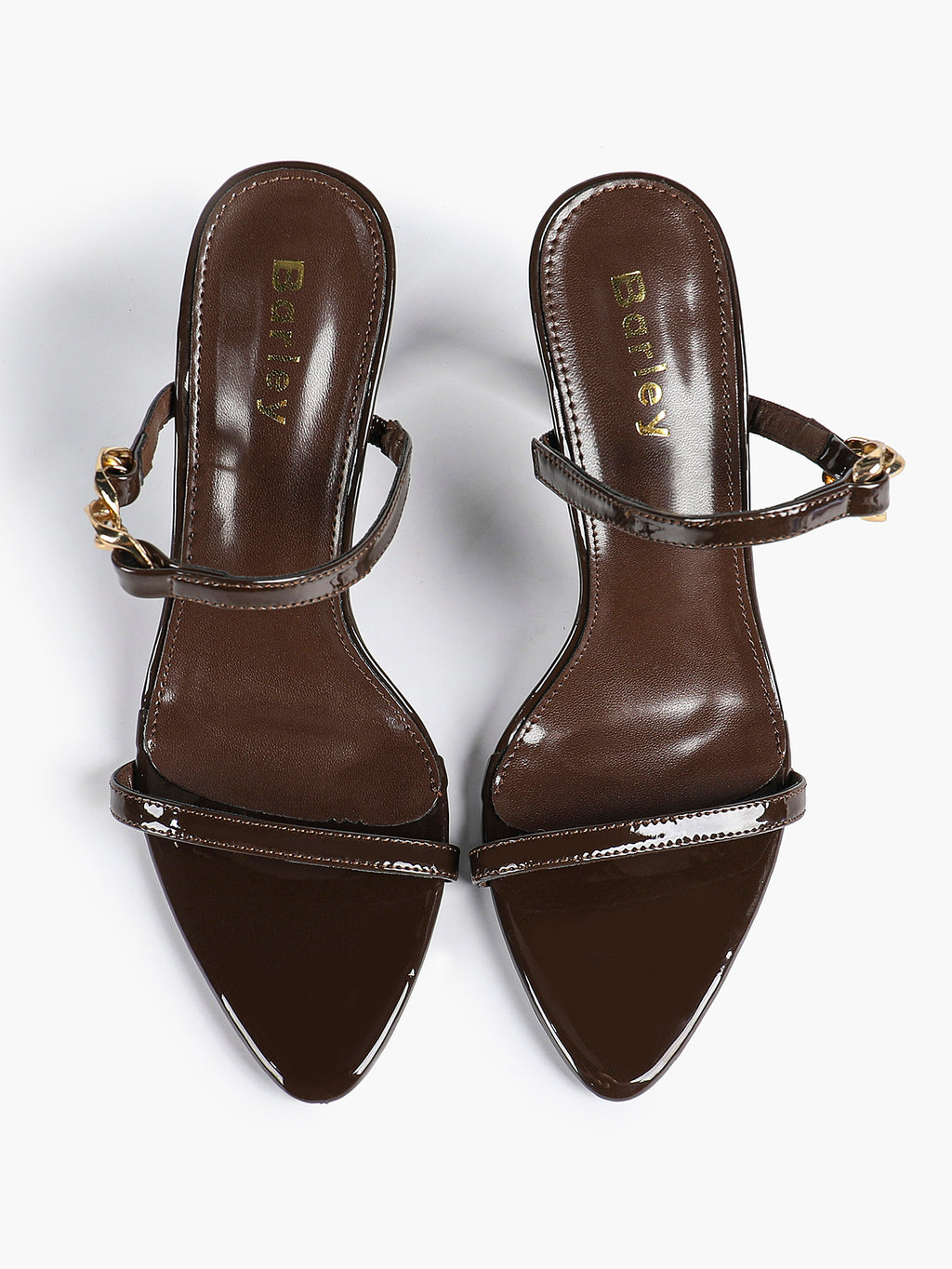 Chain Detail Open Toe High Heel Mules - Daily Party Sandals