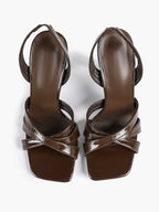 Crisscross Strap Slingback Heeled Sandals Square Toe Stiletto Pumps Wedding Date Night