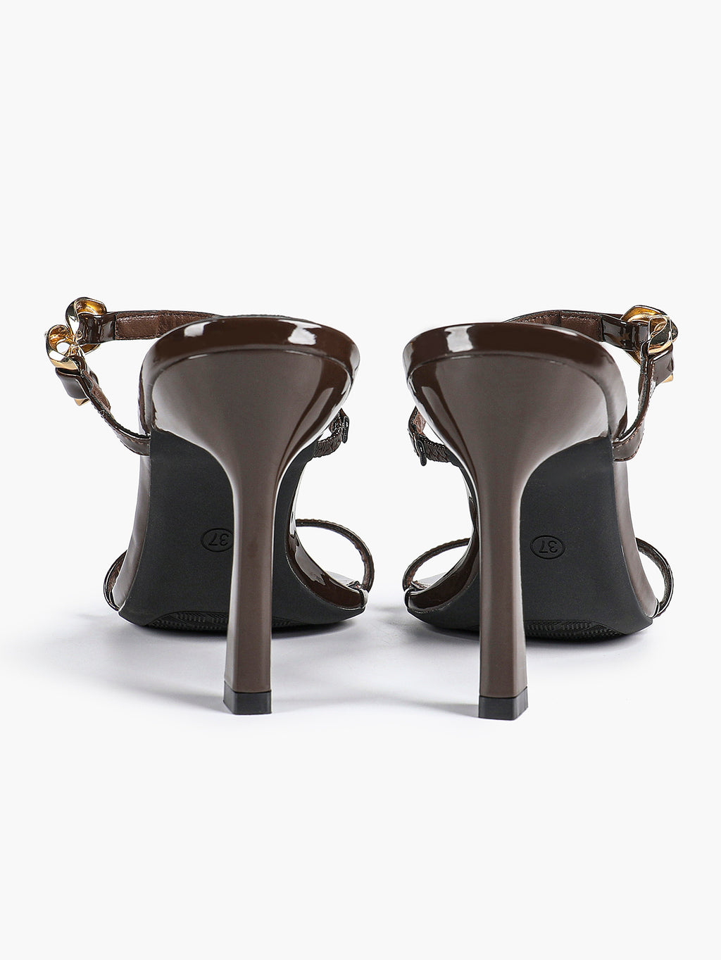 Chain Detail Open Toe High Heel Mules - Daily Party Sandals