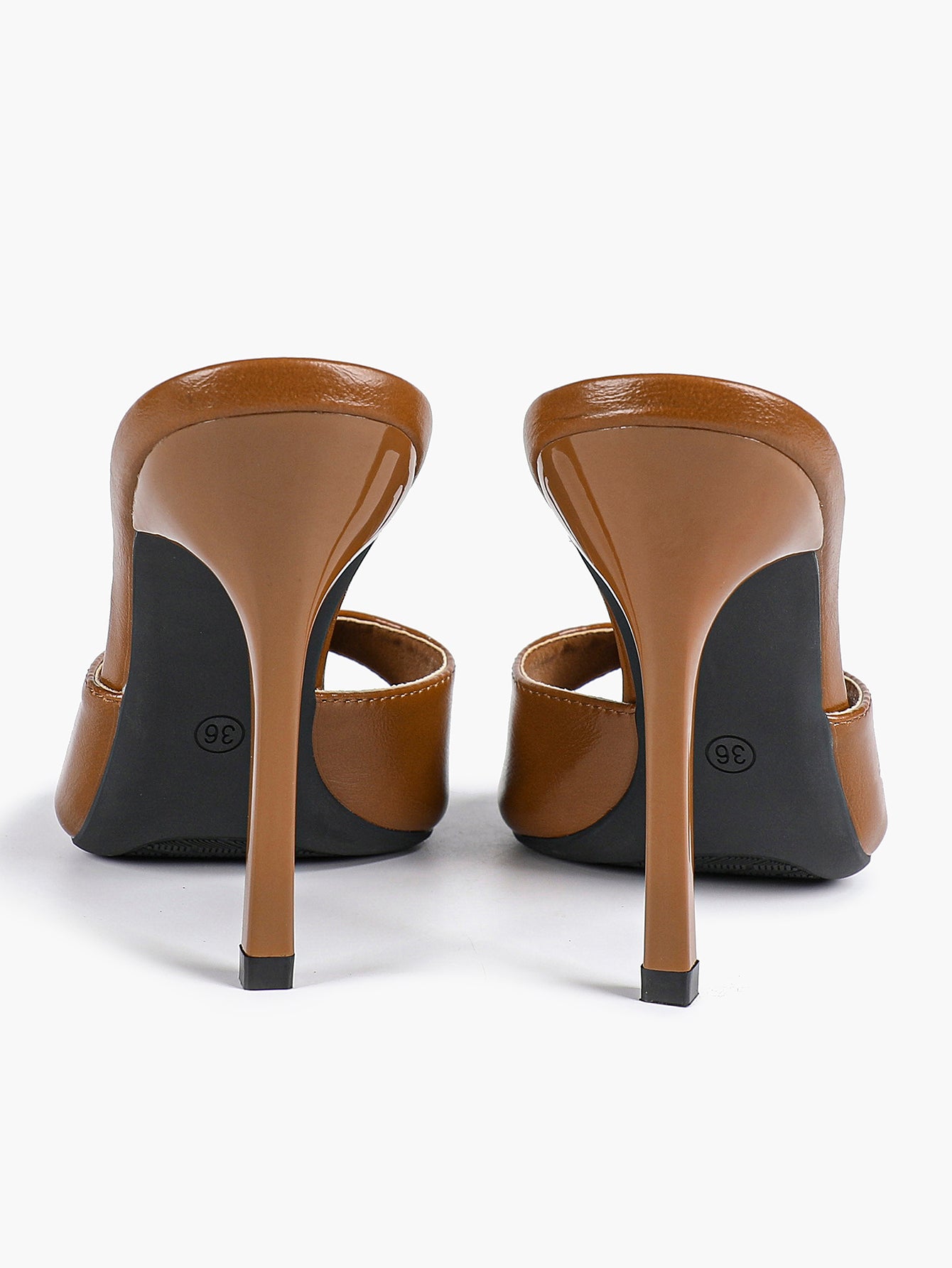 Leather Square Toe High Heel Mules Slip-On Stiletto Sandals Wedding Casual Shoes
