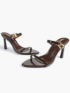 Chain Detail Open Toe High Heel Mules - Daily Party Sandals