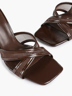 Mesh Panel Square Toe Heeled Mules Slide Sandals Party Clubwear