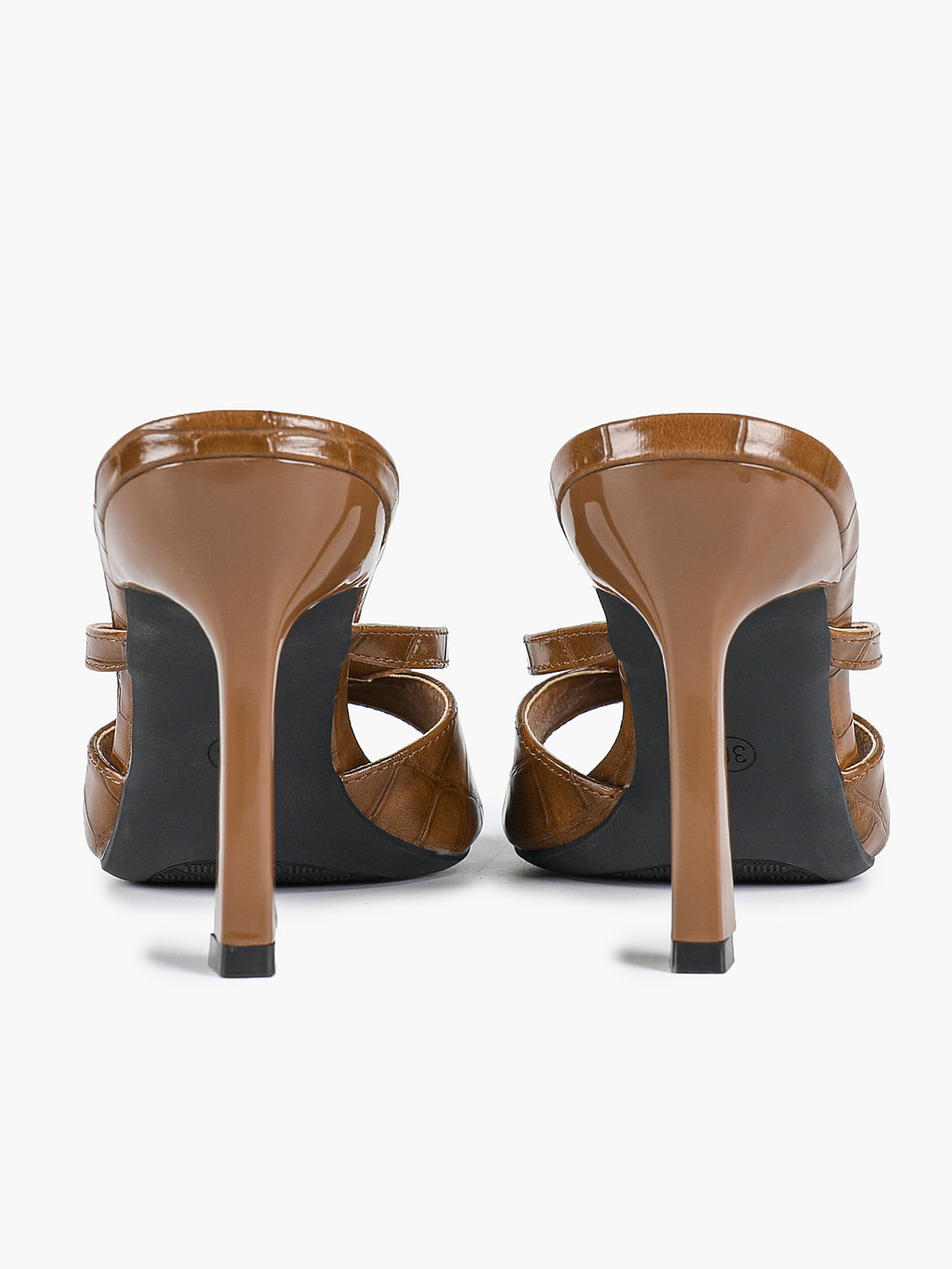 Croc-Embossed Heeled Mules Square Toe Sandals Work Weekend Shoes