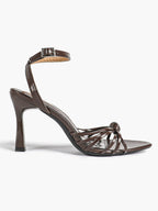Gold Metallic Knotted Multi-Strap Open Toe Ankle Strap High Heel Sandals