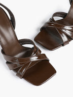Crisscross Strap Slingback Heeled Sandals Square Toe Stiletto Pumps Wedding Date Night