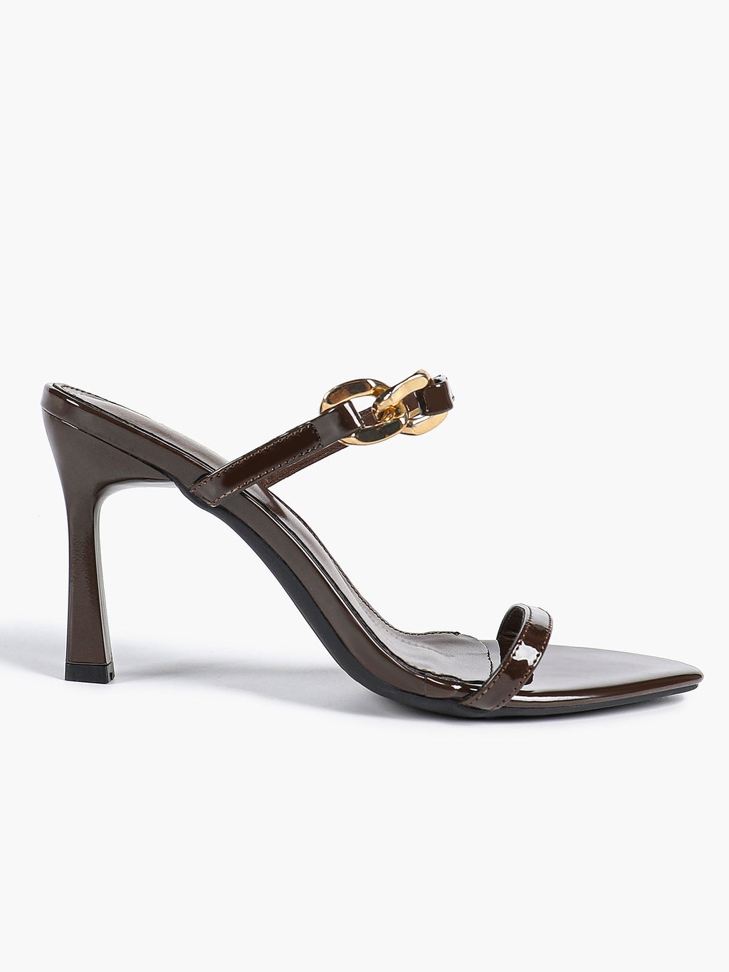 Chain Detail Open Toe High Heel Mules - Daily Party Sandals