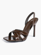 Crisscross Strap Slingback Heeled Sandals Square Toe Stiletto Pumps Wedding Date Night