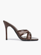 Mesh Panel Square Toe Heeled Mules Slide Sandals Party Clubwear