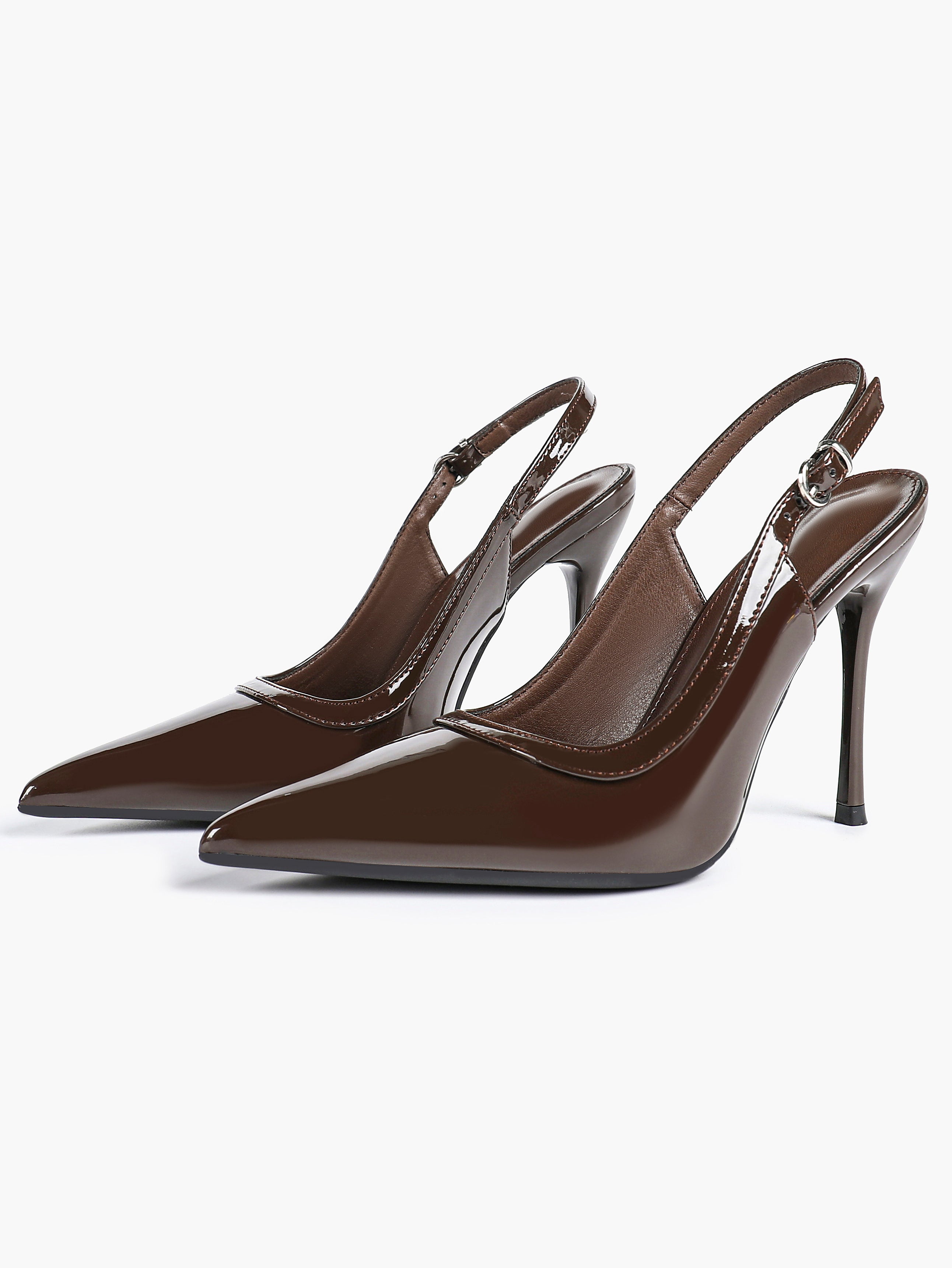 Glossy Patent Slingback Heels | Pointed Toe Formal Heels