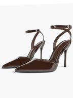 Classic Pointed Toe Ankle Strap Stilettos - Formal Event Heels