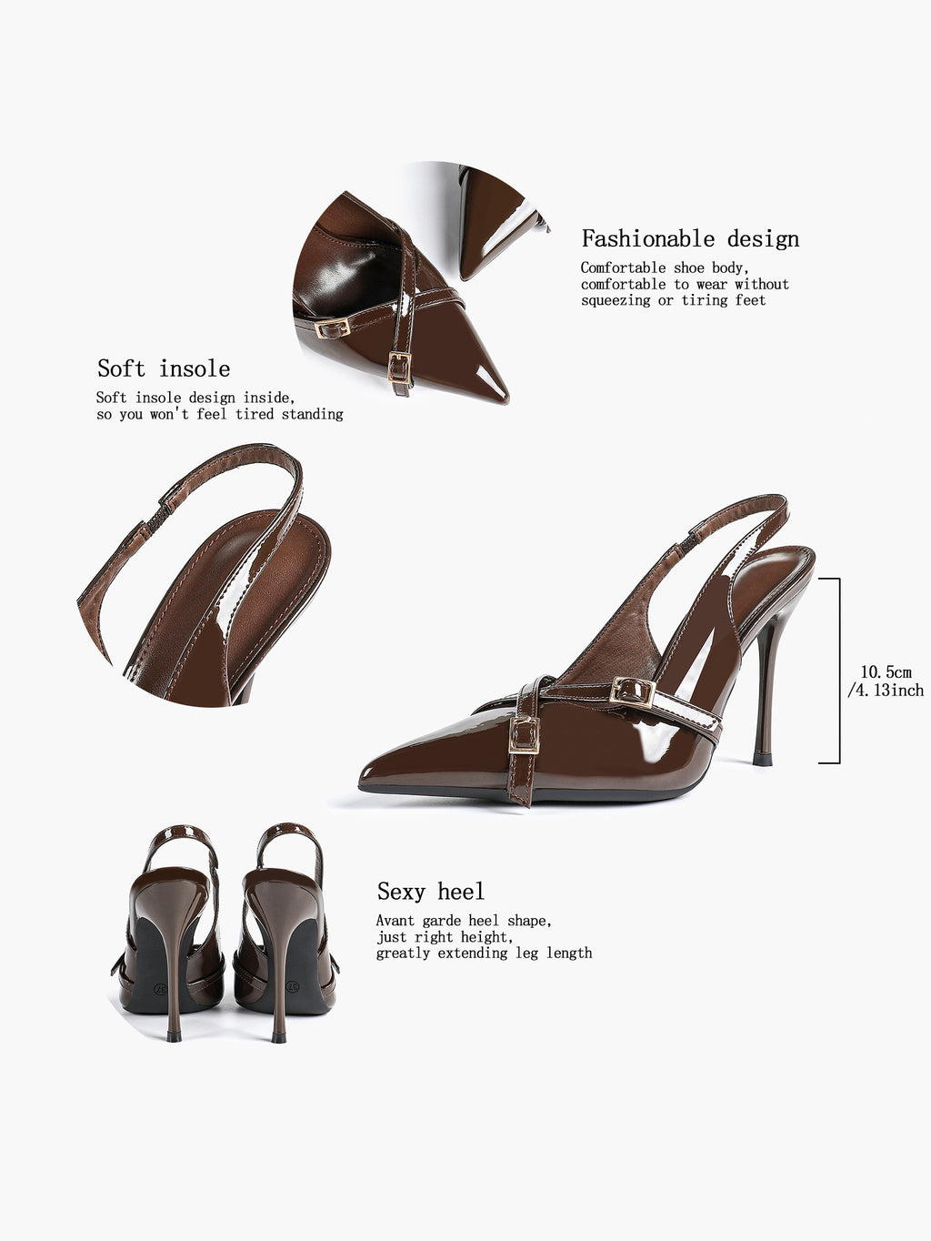 Women's Buckle Accent Pointed Toe Pumps Heels - Party Date Night Heels