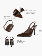 Glossy Patent Slingback Heels | Pointed Toe Formal Heels