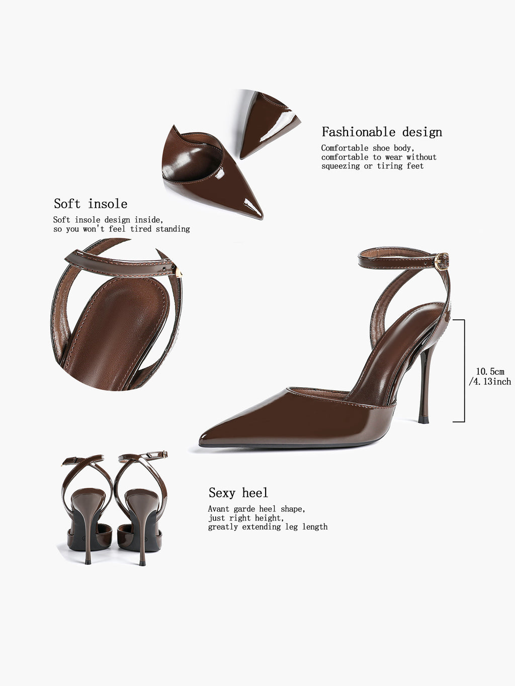 Classic Pointed Toe Ankle Strap Stilettos - Formal Event Heels