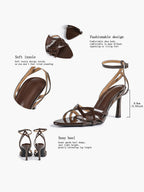 Crisscross Strappy Ankle Strap Metallic Silver Stiletto Sandals Party Date Night