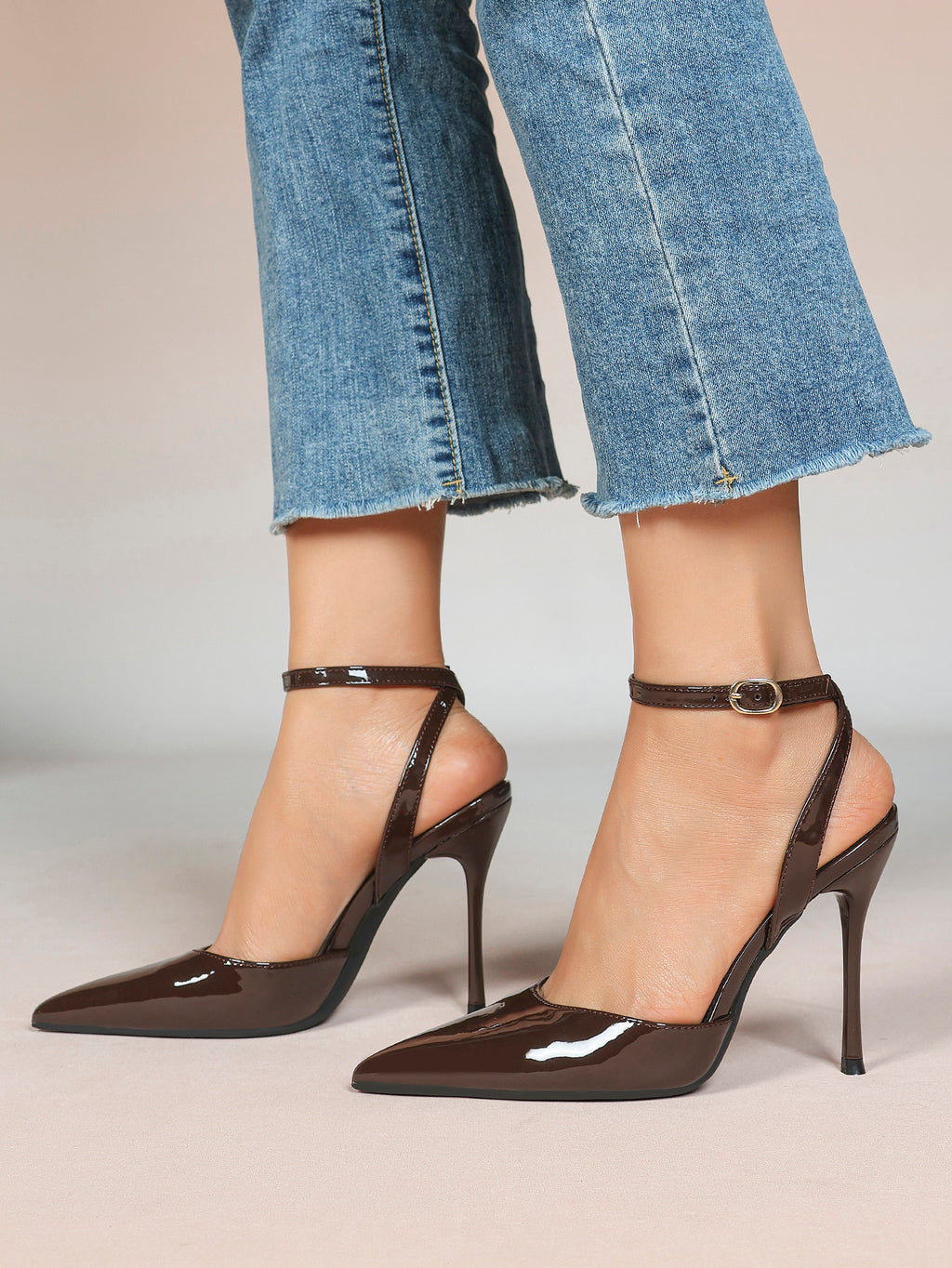 Classic Pointed Toe Ankle Strap Stilettos - Formal Event Heels