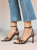 Crisscross Strappy Ankle Strap Metallic Silver Stiletto Sandals Party Date Night