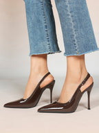 Glossy Patent Slingback Heels | Pointed Toe Formal Heels