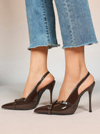 Women's Buckle Accent Pointed Toe Pumps Heels - Party Date Night Heels