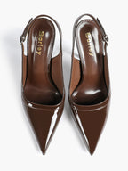 Glossy Patent Slingback Heels | Pointed Toe Formal Heels