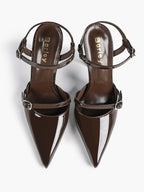 Double Strap Slingback Pointed Toe Stiletto Heels - Mary Jane Style Pumps