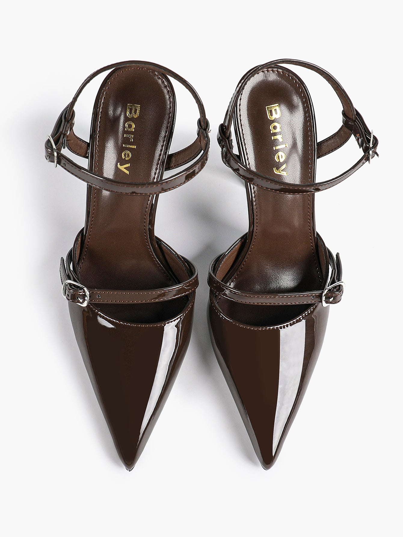 Double Strap Slingback Pointed Toe Stiletto Heels - Mary Jane Style Pumps