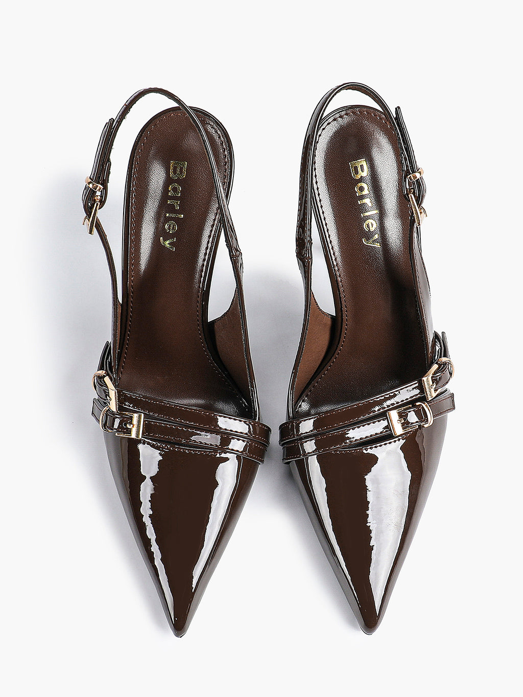 Leather Multi Buckle Slingback Pointed Toe Stiletto Heels-Elegant Dress Shoes